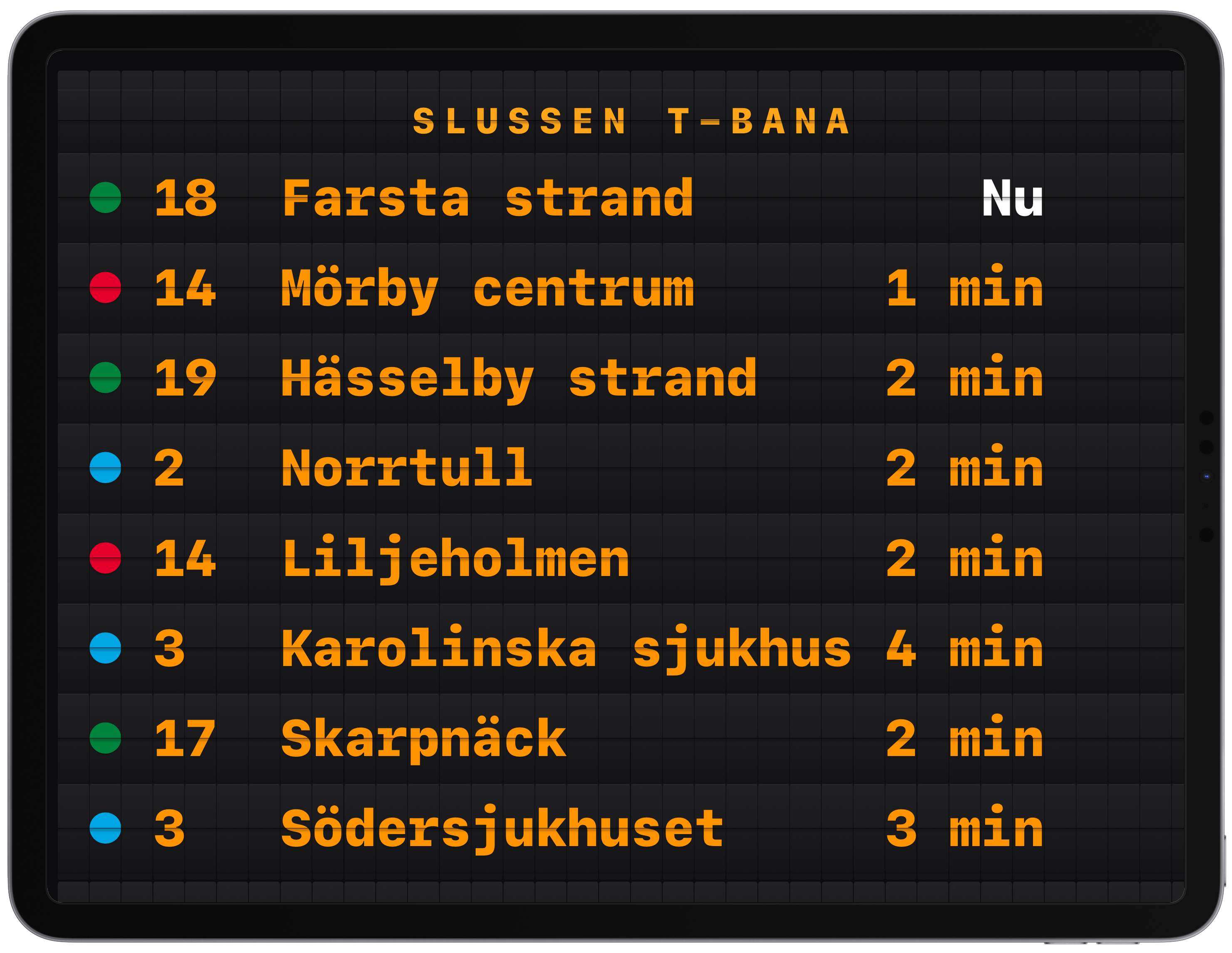 iPad med Solari-tavla i landskap